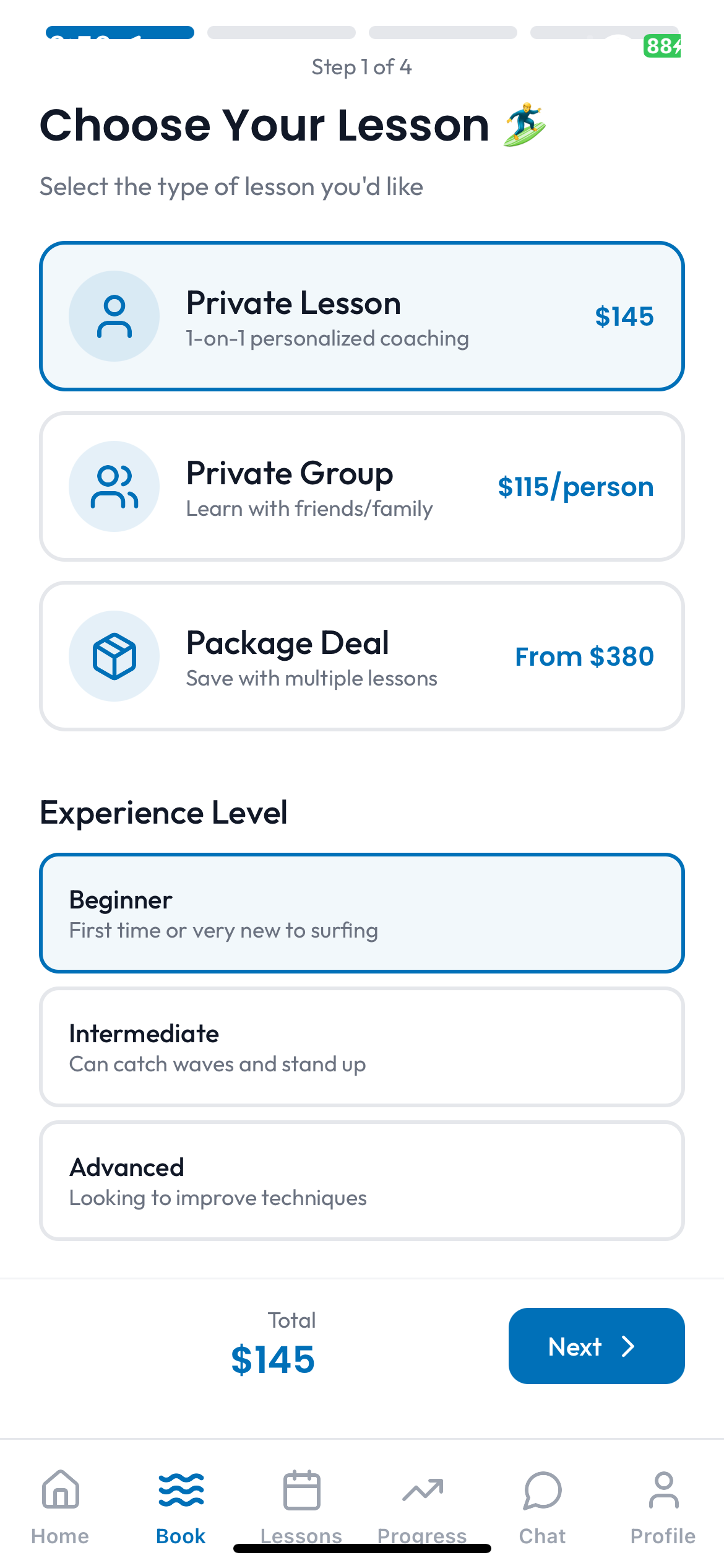 Students can sign up and book lessons in seconds.
